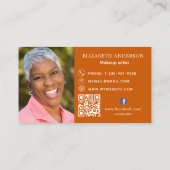 Carte De Visite Image orange brûlée Qr code social Facebook icône (Dos)
