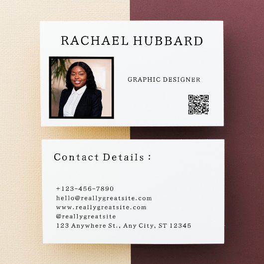 Carte De Visite Image personnalisée professionnelle simple, code Q