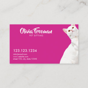 Carte De Visite Image Réaliste de Chat Rose et Blanc Garde d'Anima