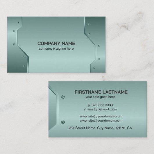 Carte De Visite Image Ting vert métallique texture (Devant / Derrière)