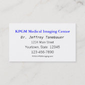 Carte De Visite imagerie IRM Médicale (Dos)