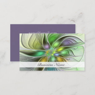Carte De Visite Imaginaire coloré Fleur moderne Abstrait Fractal