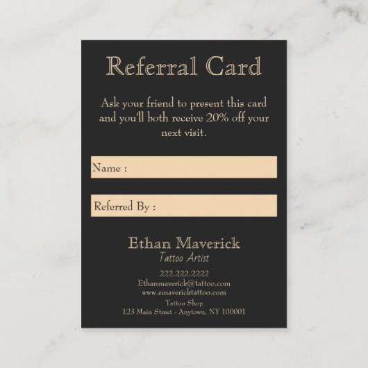 Carte De Visite Imaginaire gothique Crâne Wolf Noir & Or Référence (Dos)