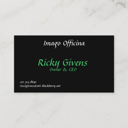 Carte De Visite Imago Officina, Ricky Givens, propriétaire et (Devant)