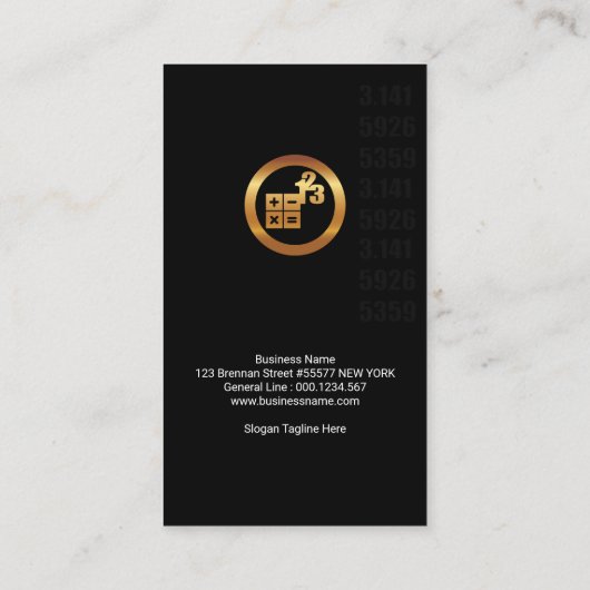 Carte De Visite Immaculé Faux Gold Math Pi-Symbol Math Tutor (Dos)