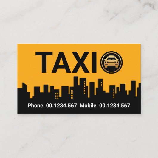 Carte De Visite Immense Immeuble de Taxi Jaune Silhouette (Devant)
