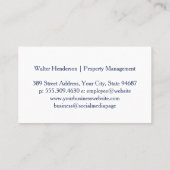 Carte De Visite Immeubles | Propriétés locatives (Dos)