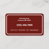 Carte De Visite Immigration (Dos)