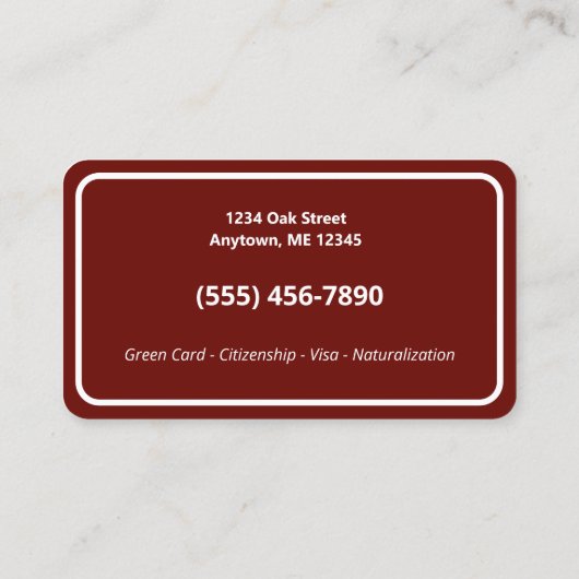 Carte De Visite Immigration (Dos)