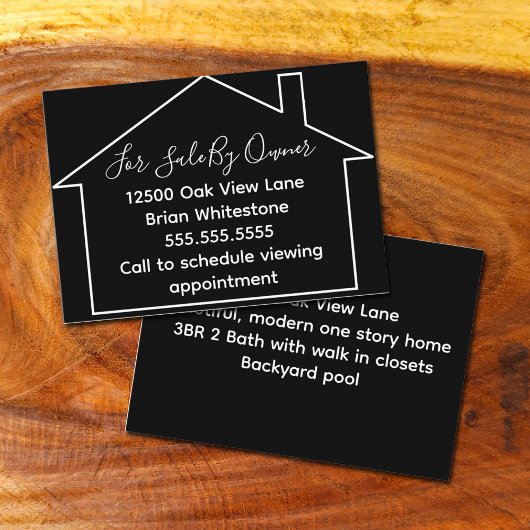 Carte De Visite Immobilier À Vendre Par Propriétaire Black House R