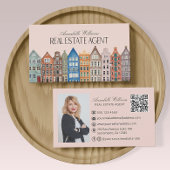 Carte De Visite Immobilier Agent aquarelle Maisons QR Code