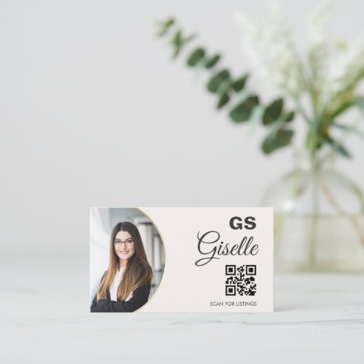Carte De Visite Immobilier Agent Neutre QR Code photo (Debout devant)