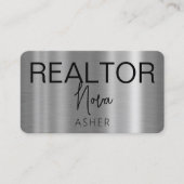 Carte De Visite Immobilier Agent Realtor Photo QR Code Faux Metal (Devant)