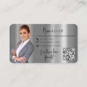 Carte De Visite Immobilier Agent Realtor Photo QR Code Faux Metal (Dos)