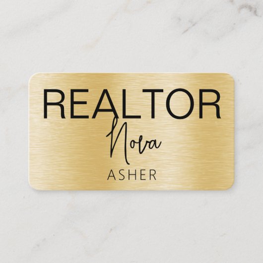 Carte De Visite Immobilier Agent Realtor Photo QR Code Faux Metal (Devant)