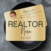 Carte De Visite Immobilier Agent Realtor Photo QR Code Faux Metal