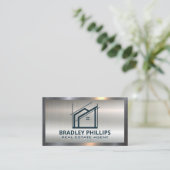 Carte De Visite Immobilier | Art de ligne d'architecte | Metalliqu (Debout devant)