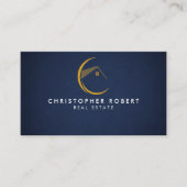 Carte de visite immobilier bleu marine minimal (Devant)