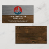 Carte De Visite Immobilier | Bois métallique | Construction (Devant / Derrière)