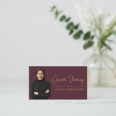 Carte De Visite Immobilier Bourgogne Or QR Code Script Luxe (Debout devant)