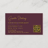 Carte De Visite Immobilier Bourgogne Or QR Code Script Luxe (Dos)