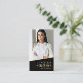 Carte De Visite Immobilier Chic Or Noir (Debout devant)