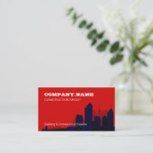 Carte de visite immobilier commercial rouge (Debout devant)