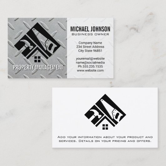 Carte De Visite Immobilier | Construction | Plaque en acier (Devant / Derrière)