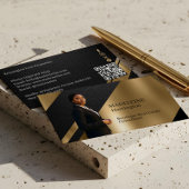 Carte De Visite Immobilier de Luxe Noir & Or Cuir Luxe