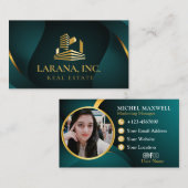 Carte De Visite Immobilier de luxe Premium Dark Green et Gold (Devant / Derrière)