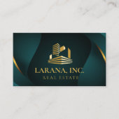 Carte De Visite Immobilier de luxe Premium Dark Green et Gold (Devant)