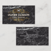 Carte De Visite Immobilier | Eléments or | Marbre noir (Devant / Derrière)