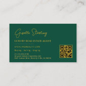 Carte De Visite Immobilier Emerald Green Gold QR Code Script (Dos)