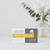 Carte De Visite Immobilier gris, blanc, jaune accrocheur (Debout devant)
