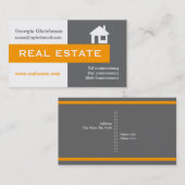 Carte De Visite Immobilier gris, blanc, orange attirant l'oeil (Devant / Derrière)