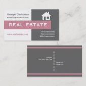 Carte De Visite Immobilier gris, blanc, rose puce accrocheur (Devant / Derrière)