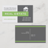 Carte De Visite Immobilier gris, blanc, vert accrocheur (Devant / Derrière)