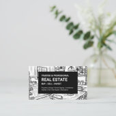 Carte De Visite Immobilier intérieur noir et blanc (Debout devant)