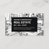 Carte De Visite Immobilier intérieur noir et blanc (Devant)