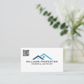 Carte De Visite Immobilier | Logo du toit | Code QR (Debout devant)