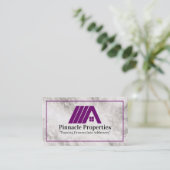 Carte De Visite Immobilier | Logo violet | Marbre (Debout devant)