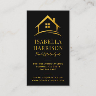 Carte De Visite Immobilier Luxe Logo Or Noir