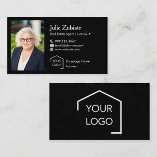 Carte De Visite Immobilier Luxe Noir Moderne Logo Photo Personnali