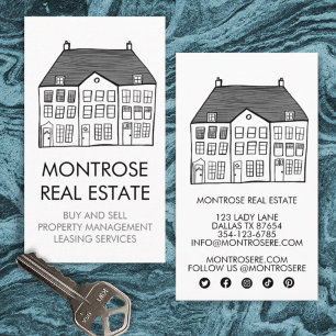 Carte De Visite IMMOBILIER Maison Line Art Chic Minimal PERSONNALI