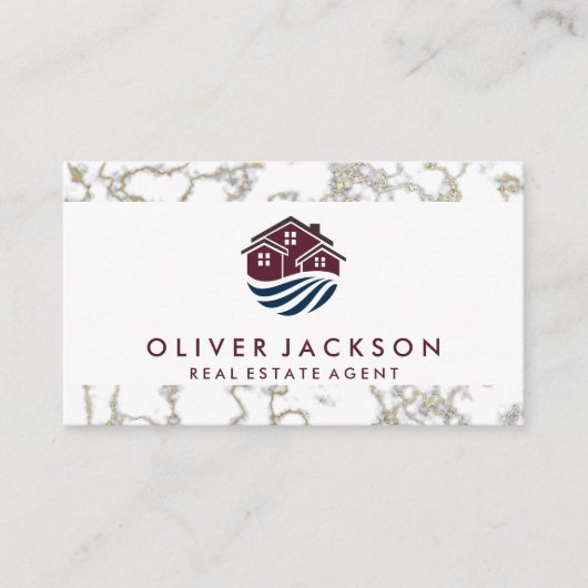 Carte De Visite Immobilier | Marbre or (Devant)