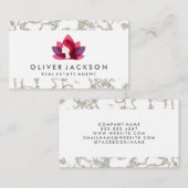 Carte De Visite Immobilier | Marbre or | Lotus Woman (Devant / Derrière)