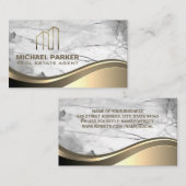 Carte De Visite Immobilier métal or | Pierre de marbre (Devant / Derrière)