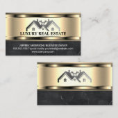 Carte De Visite Immobilier | Métallique d'or (Devant / Derrière)