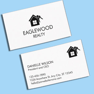 Carte De Visite Immobilier minimaliste noir blanc