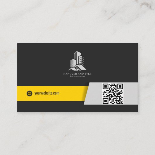 Carte de visite immobilier moderne avec code QR (Devant)